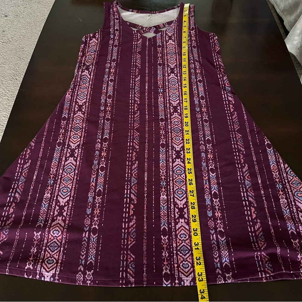 Mudd Women's Purple Pink boho Aztec Sleeveless Dress, Size XS - Picture 6 of 10